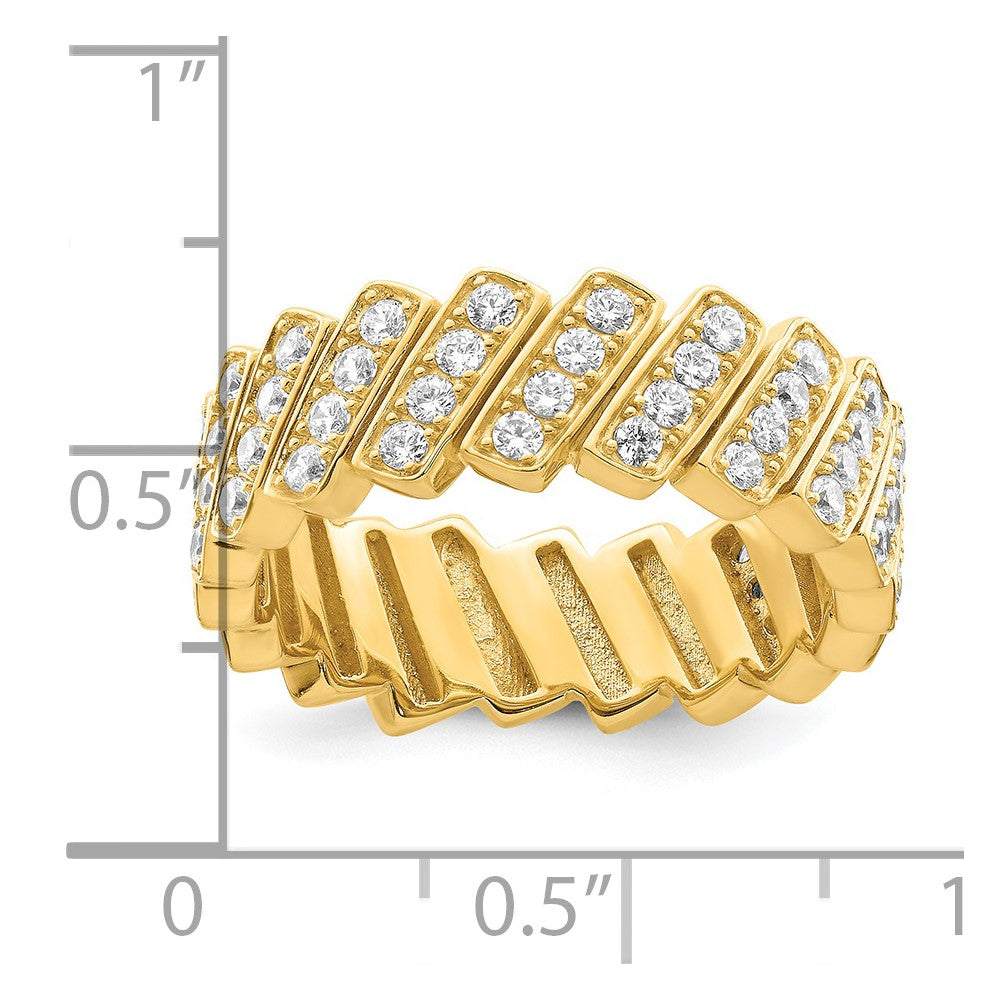 Sterling Silver Gold-tone Slanted CZ Band