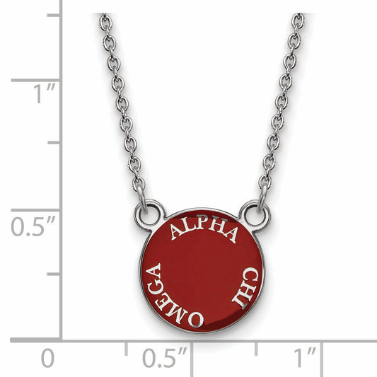 Sterling Silver 18in Official Licensed Greek Sororities Alpha Chi Omega (???) XS Enamel Pendant w/Necklace