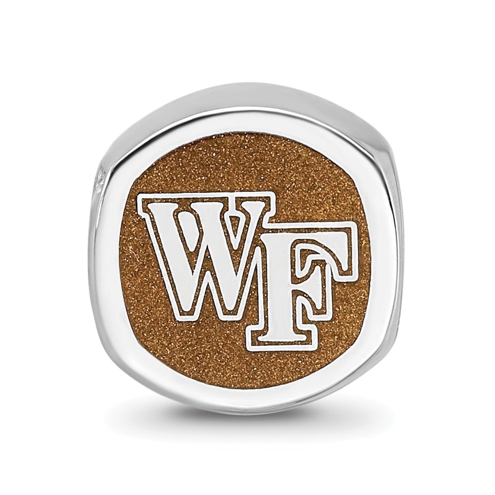 Logoart 925 Sterling Silver Wake Forest University wf Primary Cushion-Cut Double Logo Bead
