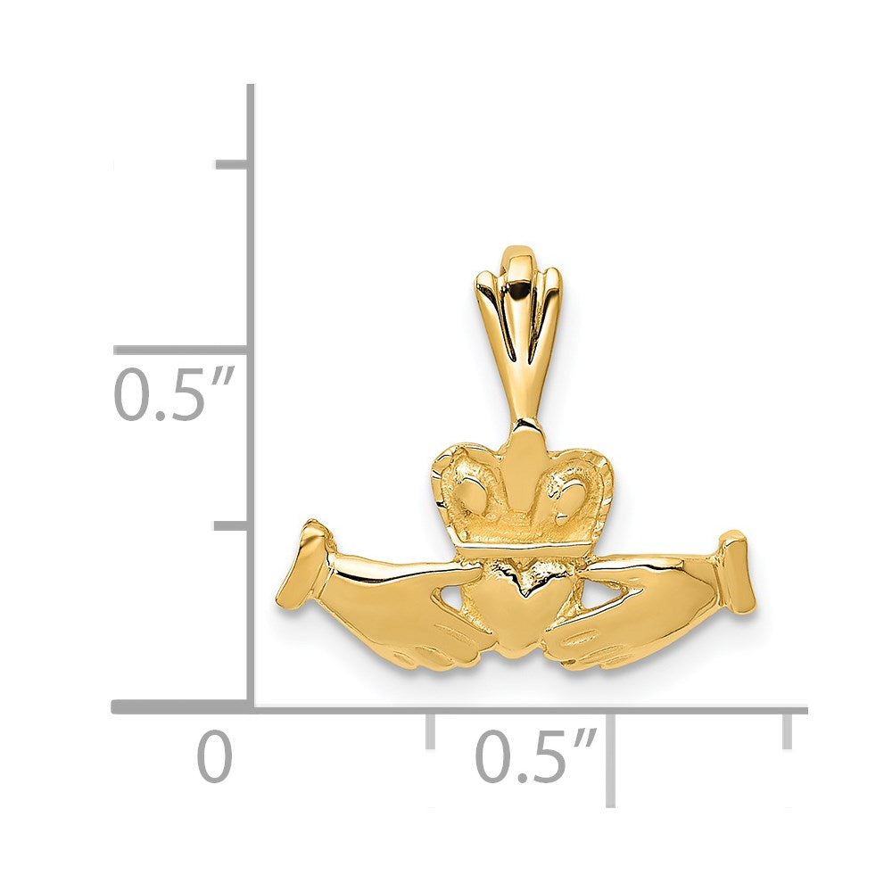 14k Claddagh Charm Yellow Gold