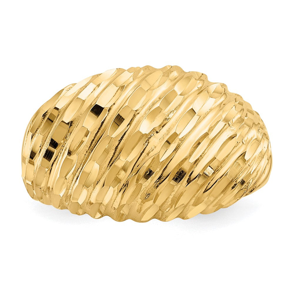 14K Diamond-cut Domed Ring Size 7