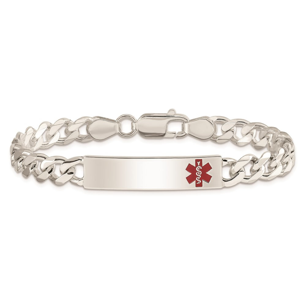 Sterling Silver Polished Medical Curb Link ID Bracelet 7.5 inches
