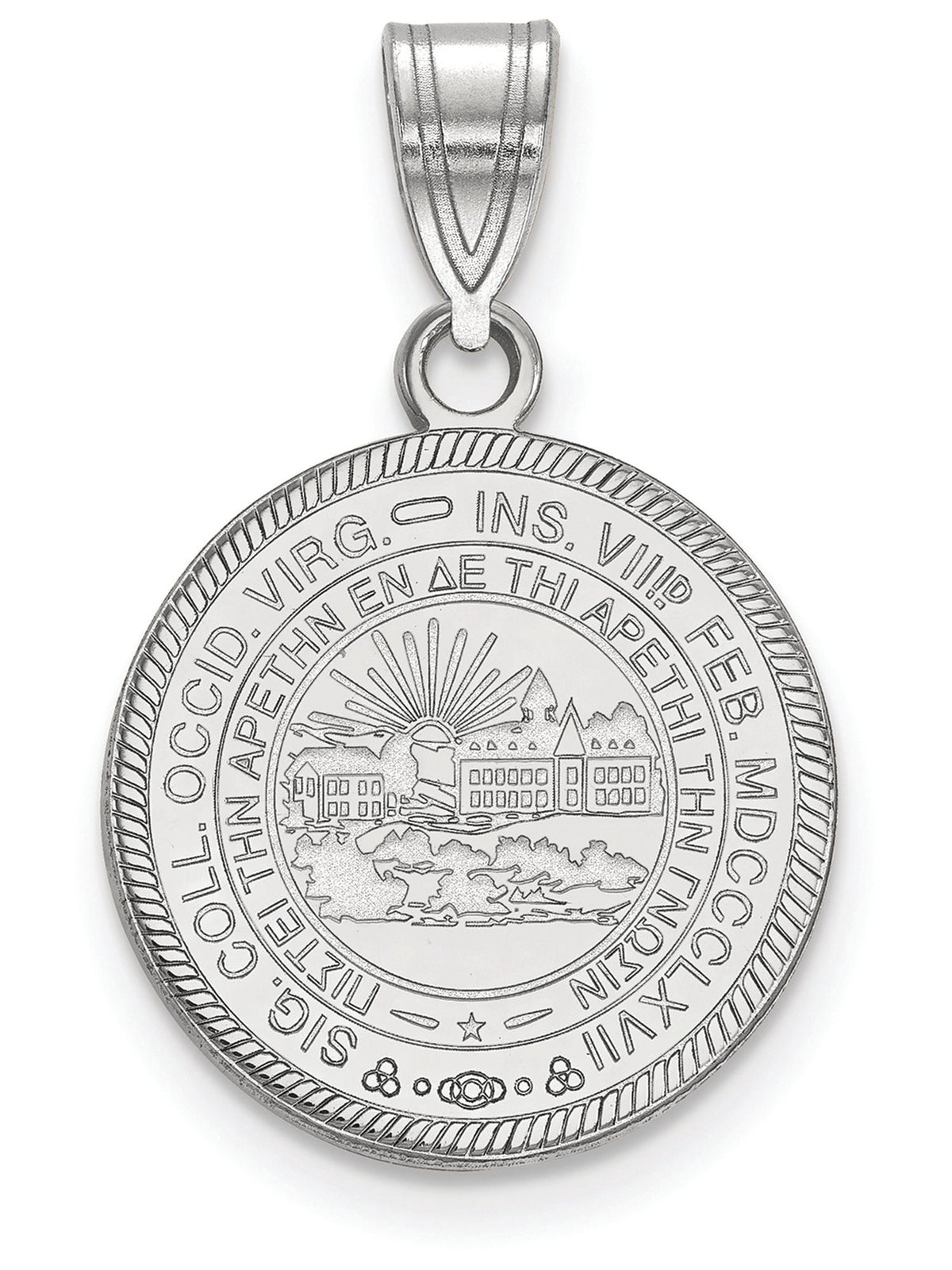 Sterling Silver West Virginia U. Medium Crest Disc Pendant
