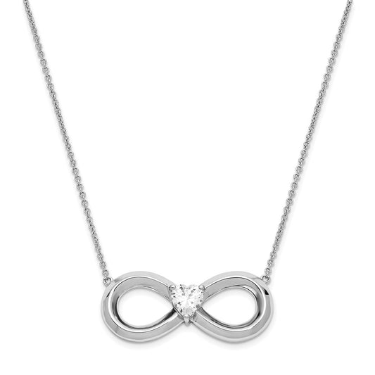 Sentimental Expressions Sterling Silver Rhodium-plated CZ Antiqued Forever 19in. Necklace 18 Inches