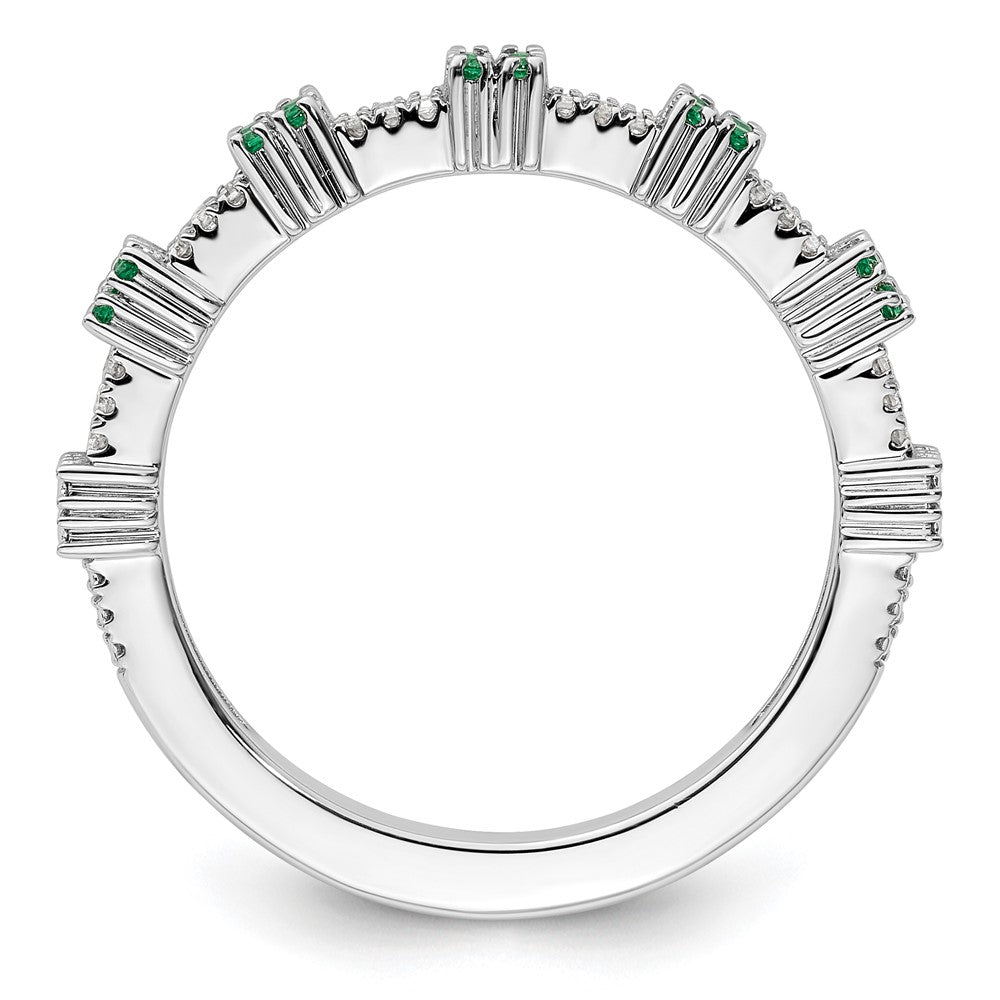 Sterling Silver Stackable Expressions Created Emerald & Diamond Ring