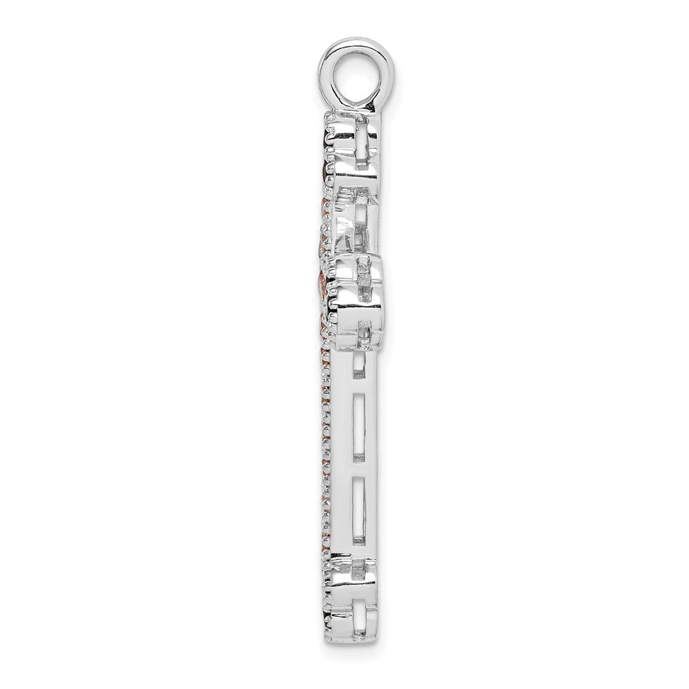 Sterling Silver Rhodium-plated Multi-color Crystal Budded Cross