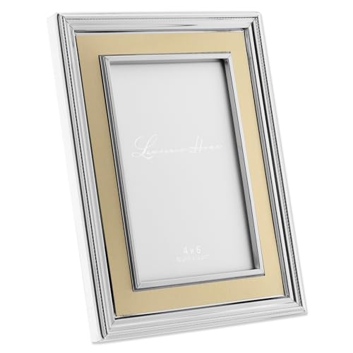 Lawrence Frames 4x6 Silver Plated Metal Picture Frame - Brushed Gold Inner Panel 840246