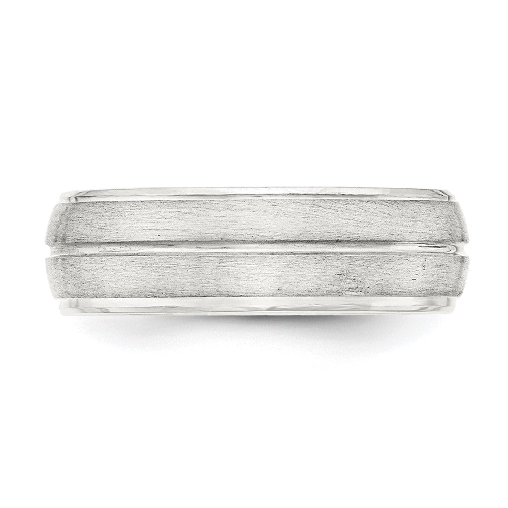 Sterling Silver 7mm Brushed Domed Grooved Fancy Band Size 10.5