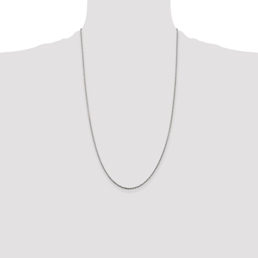 Sterling Silver 1.5mm Diamond-cut Rope Chain 26 Inches