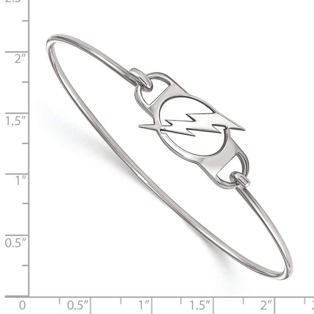 Sterling Silver Rhodium Plated NHL LogoArt Tampa Bay Lightning Wire Bangle