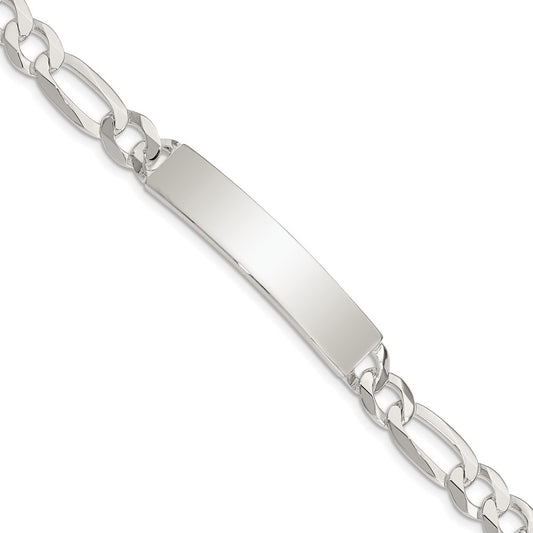 Sterling Silver Figaro Link ID Bracelet 8.5 inches
