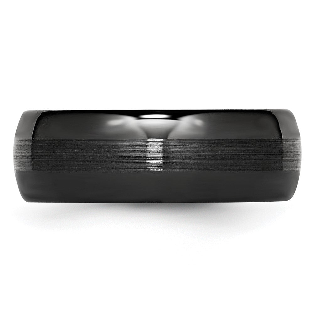 Ceramic Black 8mm Brushed and Polished Band Size - 7