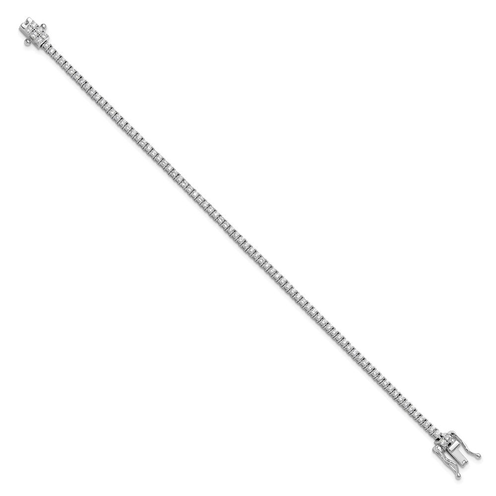 Cheryl M Sterling Silver Rhodium-plated Polished CZ with Safety Clasp Tennis Bracelet 7.25 inches