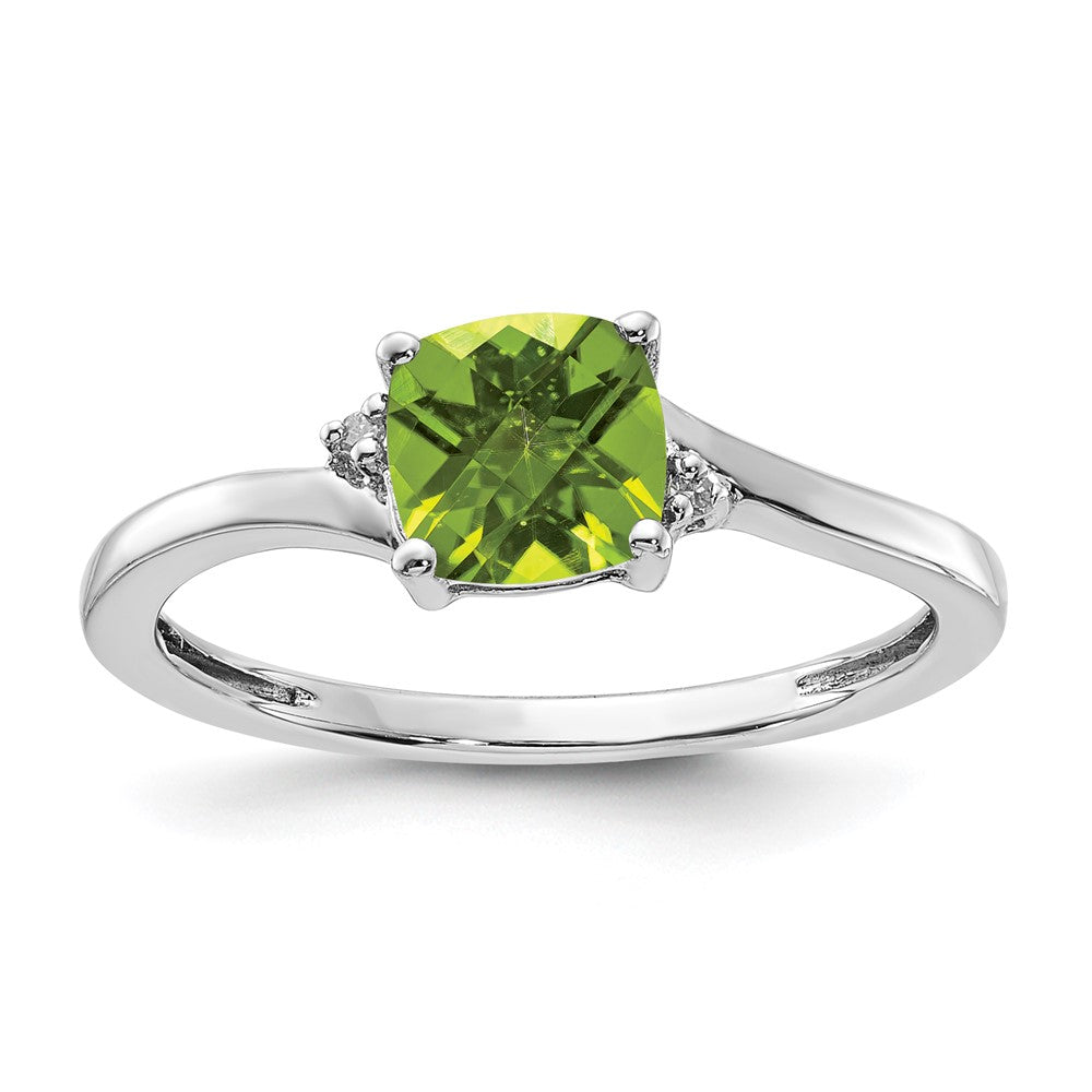 Sterling Silver Peridot & Diamond Ring