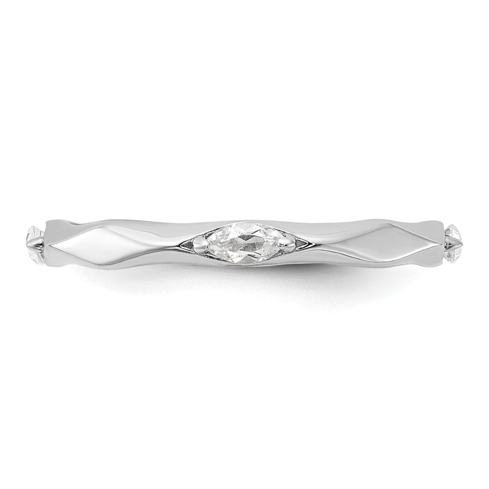 Sterling Silver Stackable Expressions Rhodium-plated White Topaz Ring Size -5