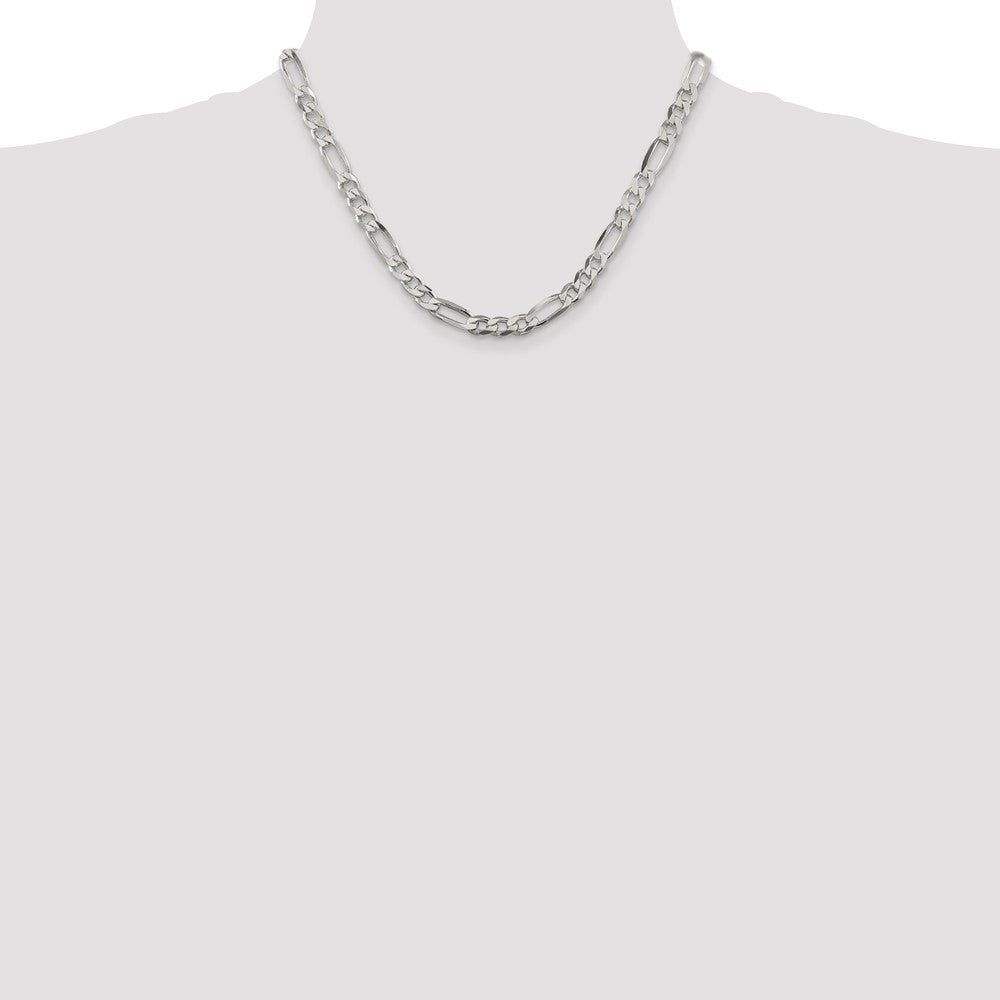 Sterling Silver 6.75mm Figaro Chain 18 Inches