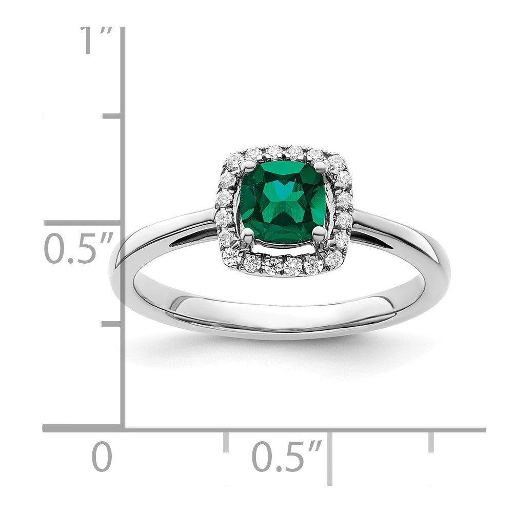 SS ANT Created Emerald and Diamond Ring