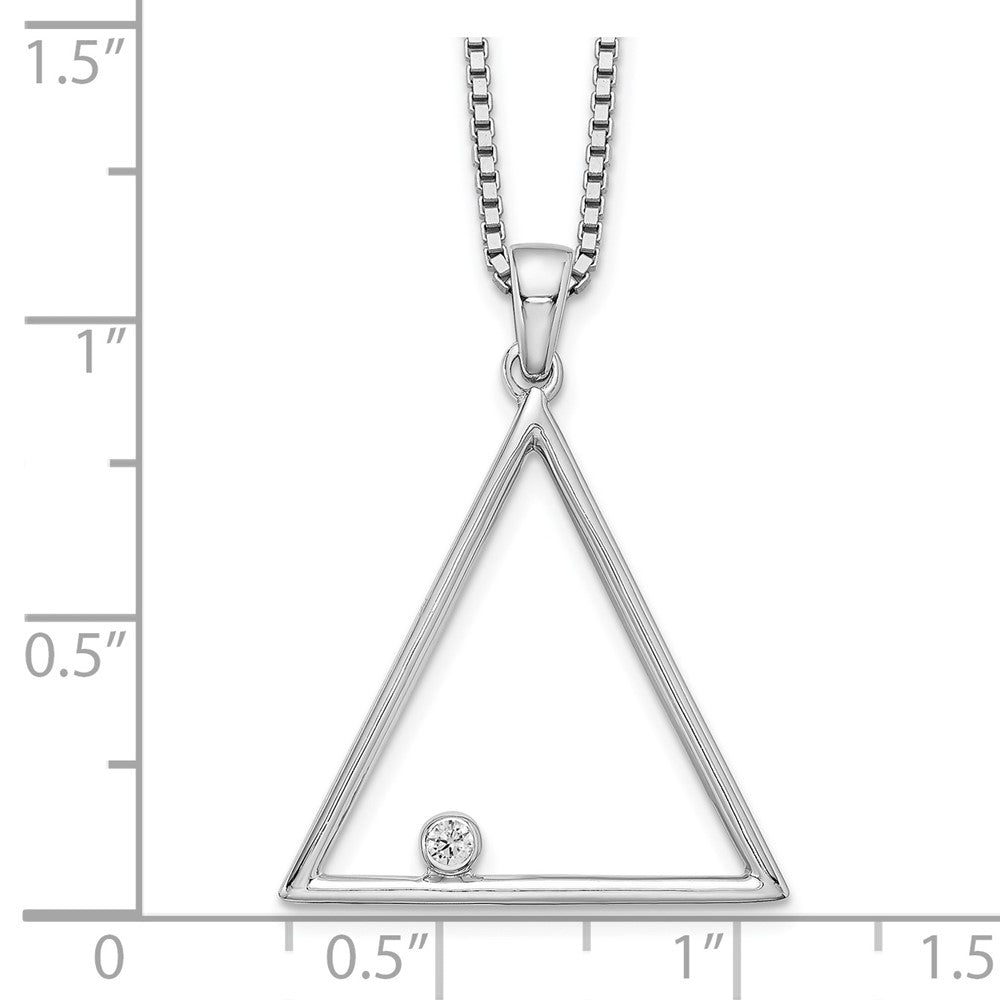 White Ice Sterling Silver Rhodium-plated 18 Inch Diamond Open Triangle Necklace with 2 Inch Extender 18 Inches