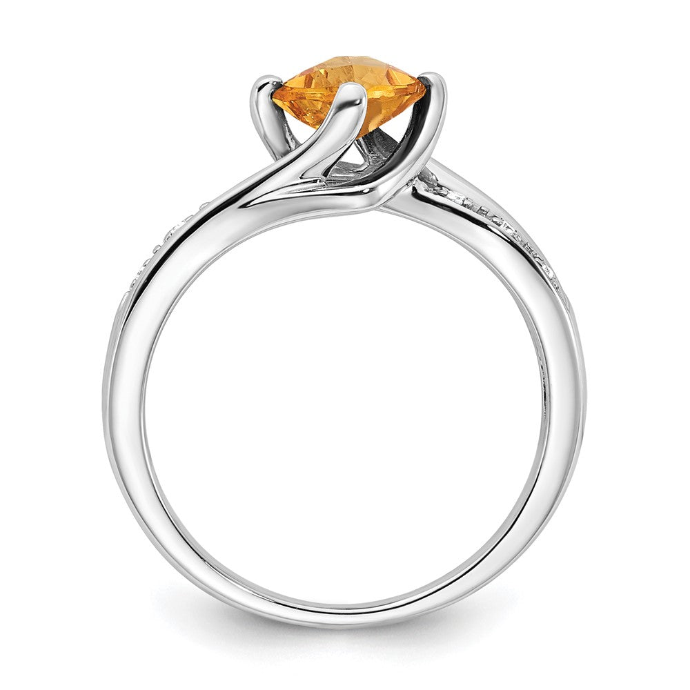 Sterling Silver Citrine and Diamond Ring