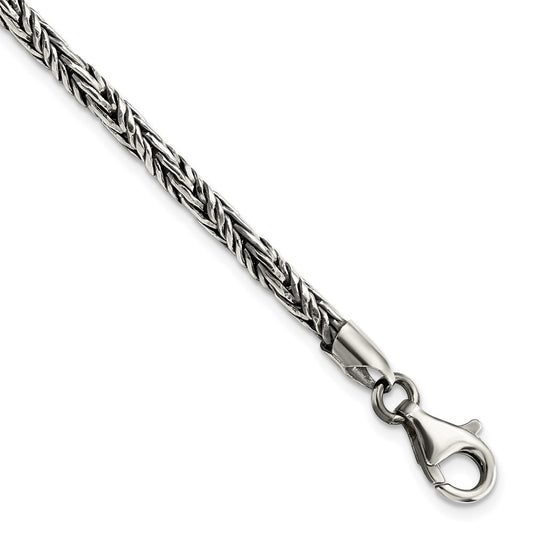 Sterling Silver Antiqued Polished Rope Bracelet 8 inches