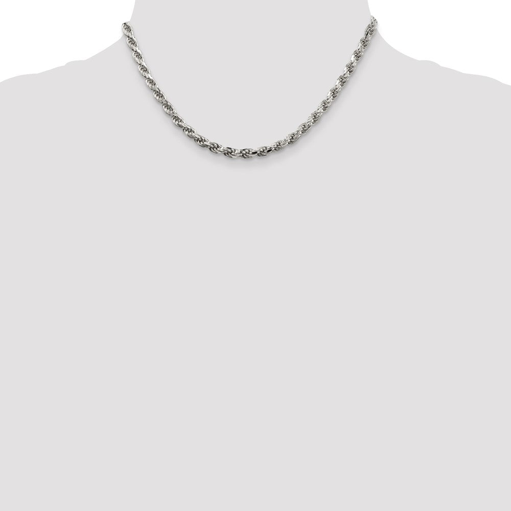 Sterling Silver 4.6mm Diamond-cut Rope Chain 16 Inches