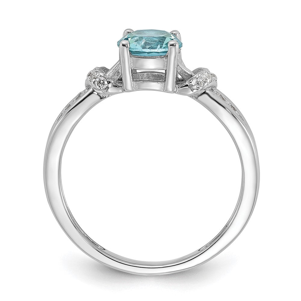 Cheryl M Sterling Silver Rhodium-plated Brilliant-cut Blue Glass and White CZ Ring