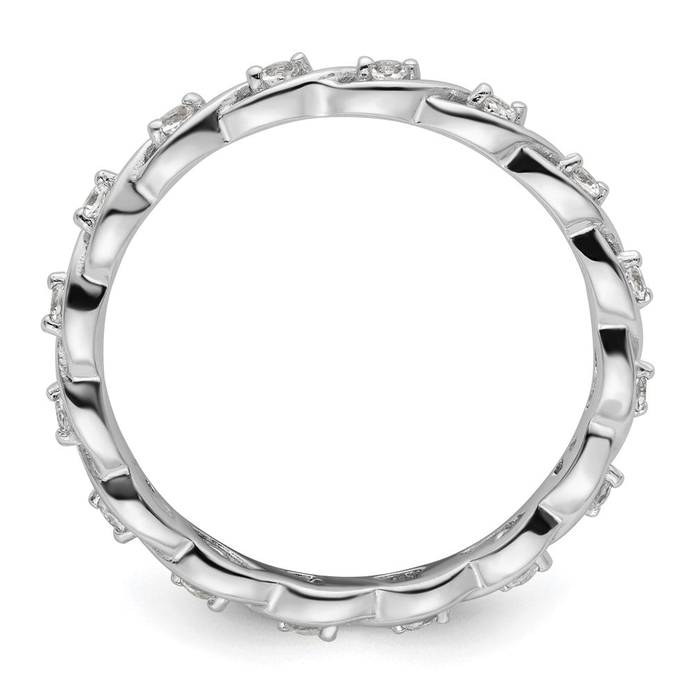 Sterling Silver Stackable Expressions White Topaz Ring Size -7