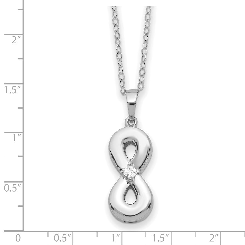 Sentimental Expressions Sterling Silver Rhodium-plated CZ Infinity Ash Holder 18 Inch Necklace 18 Inches