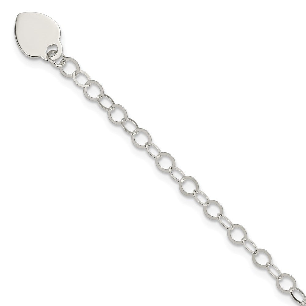 Sterling Silver Engraveable Heart Charm Childs Bracelet 6 inches