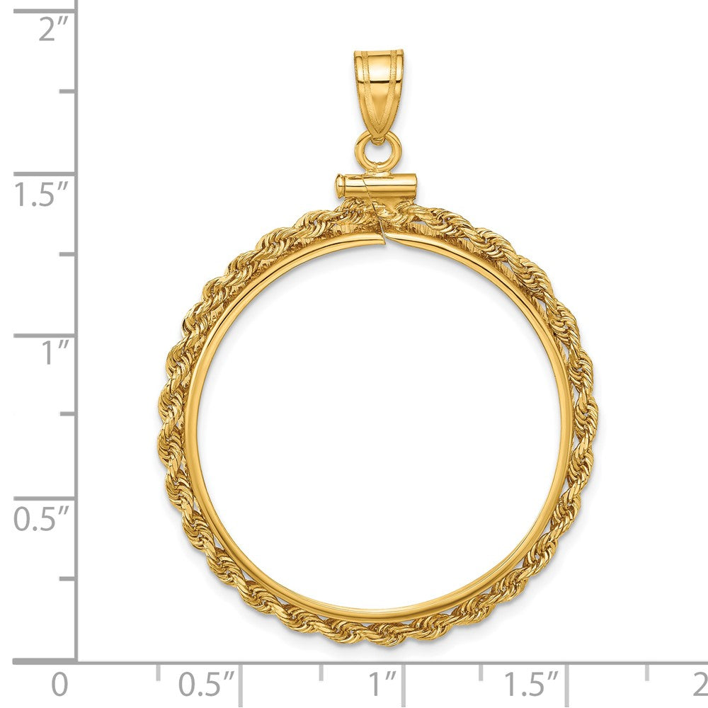 Wideband Distinguished Coin Jewelry 14k Polished Rope 30.0mm x 3.00mm Screw Top Coin Bezel Pendant