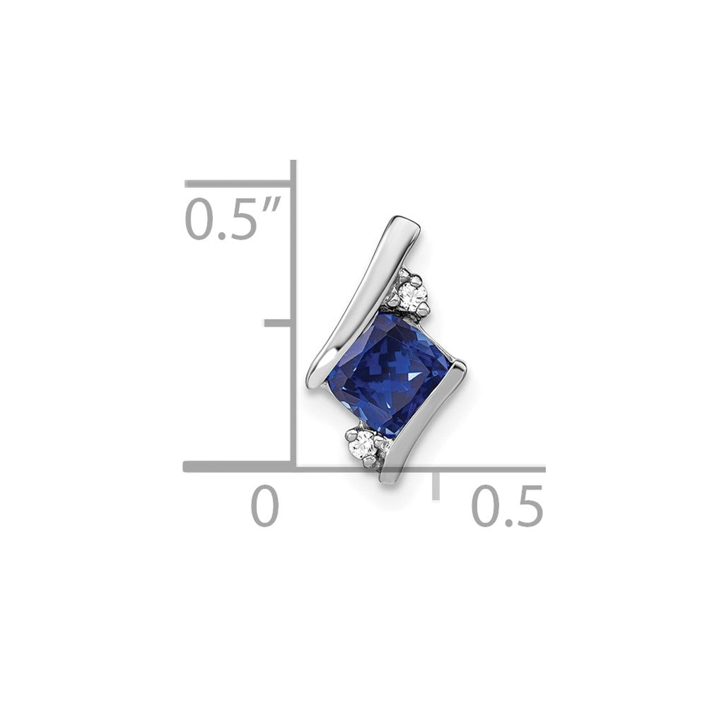 14K White Gold  Cushion Cr. Sapphire and Diamond Chain Slide