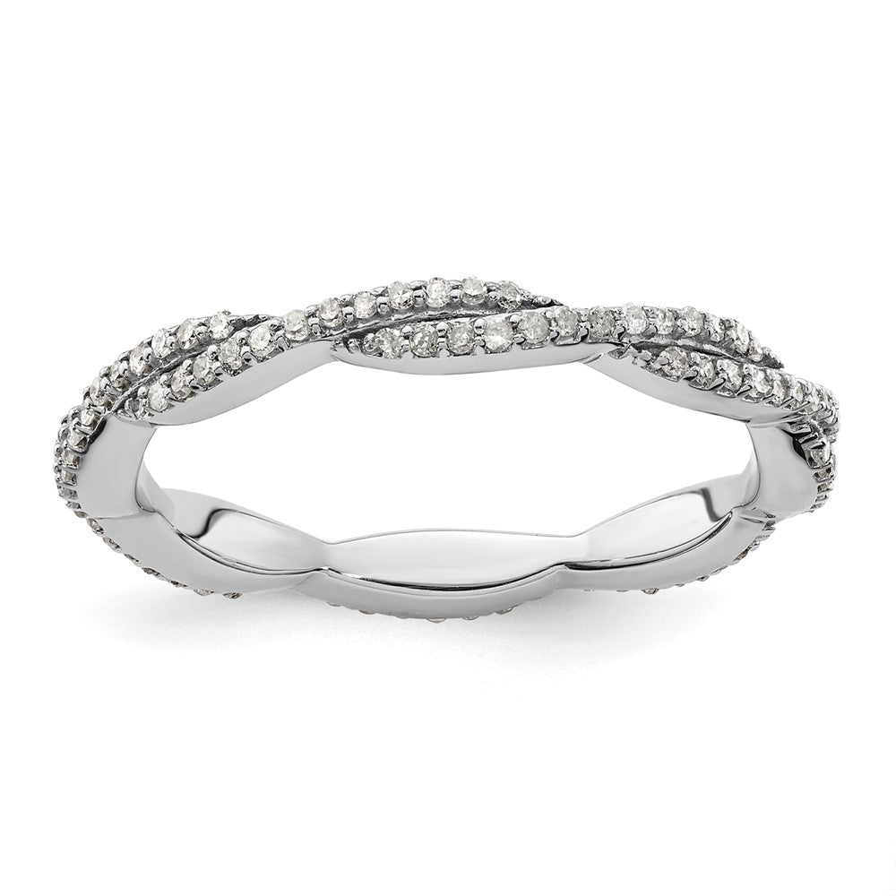 Sterling Silver Stackable Expressions Polished Diamond Ring Size -5