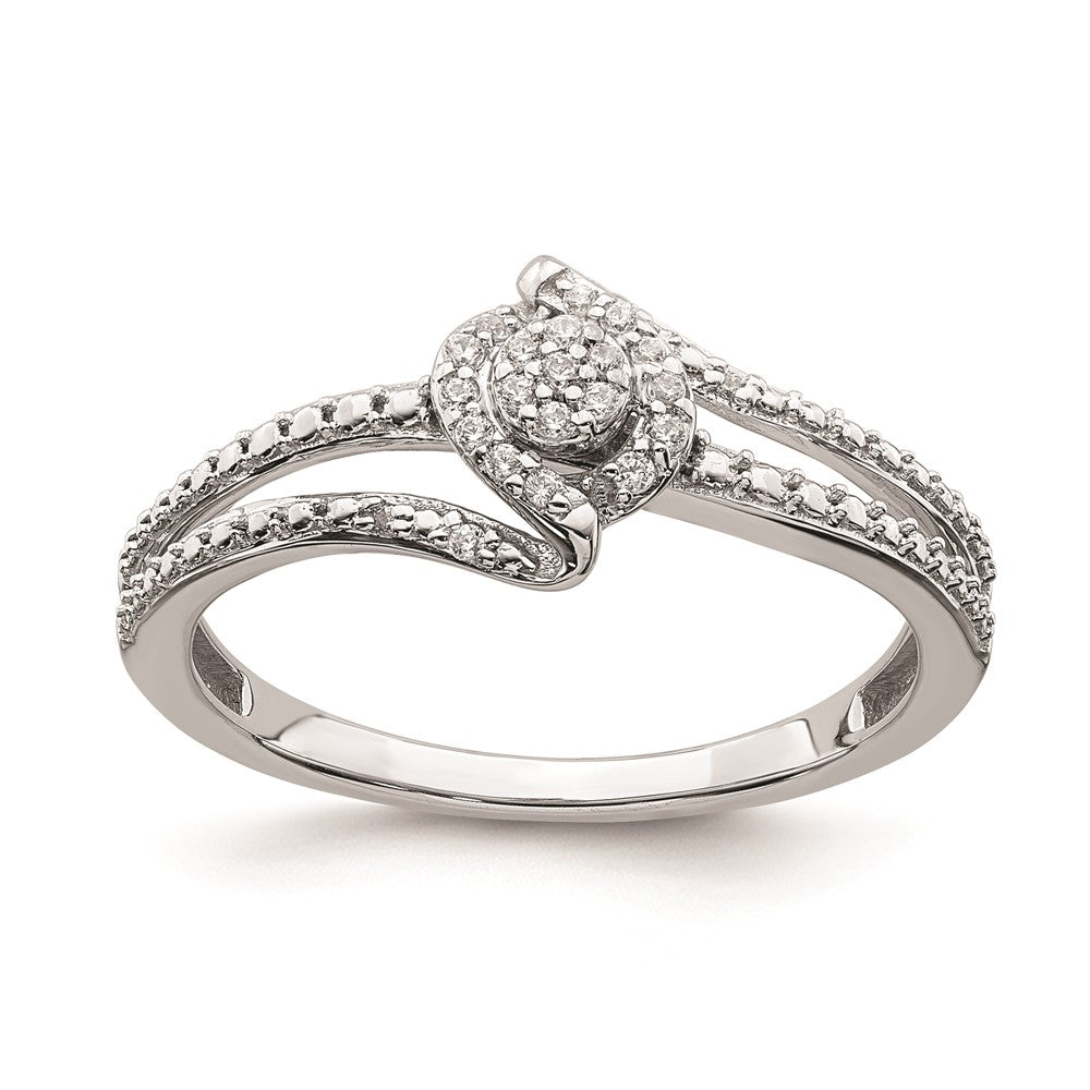 10k White Gold Halo Cluster 1/10 carat Diamond Complete Engagement Ring