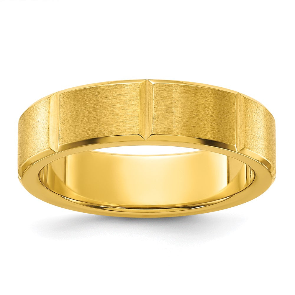 Chisel Stainless Steel Brushed and Polished Yellow IP-plated Grooved 6mm Band Size - 7