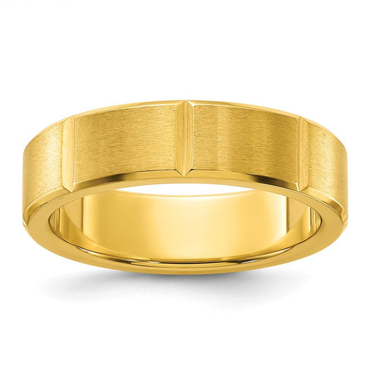 Chisel Stainless Steel Brushed and Polished Yellow IP-plated Grooved 6mm Band Size - 7