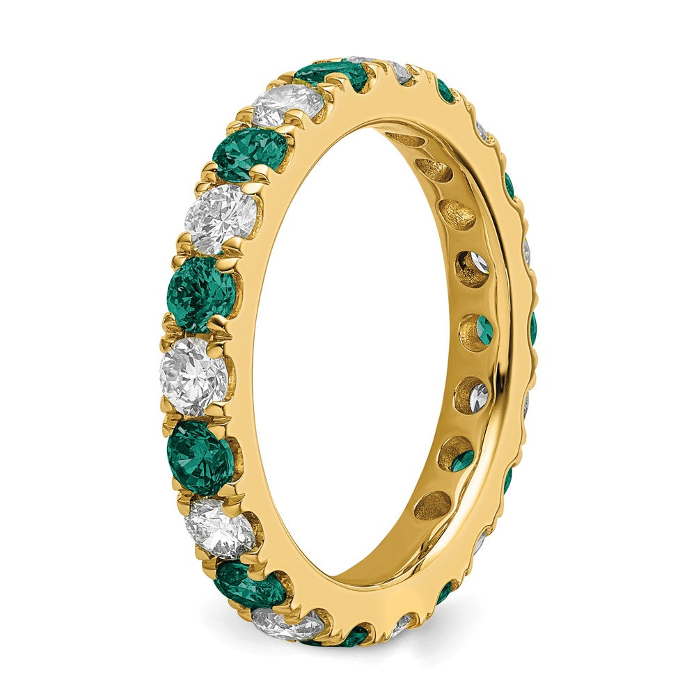 14k 1 carat Lab Grown Diamond VS/SI+ G+ and Lab Created Alexandrite Size 6.5 Eternity Band