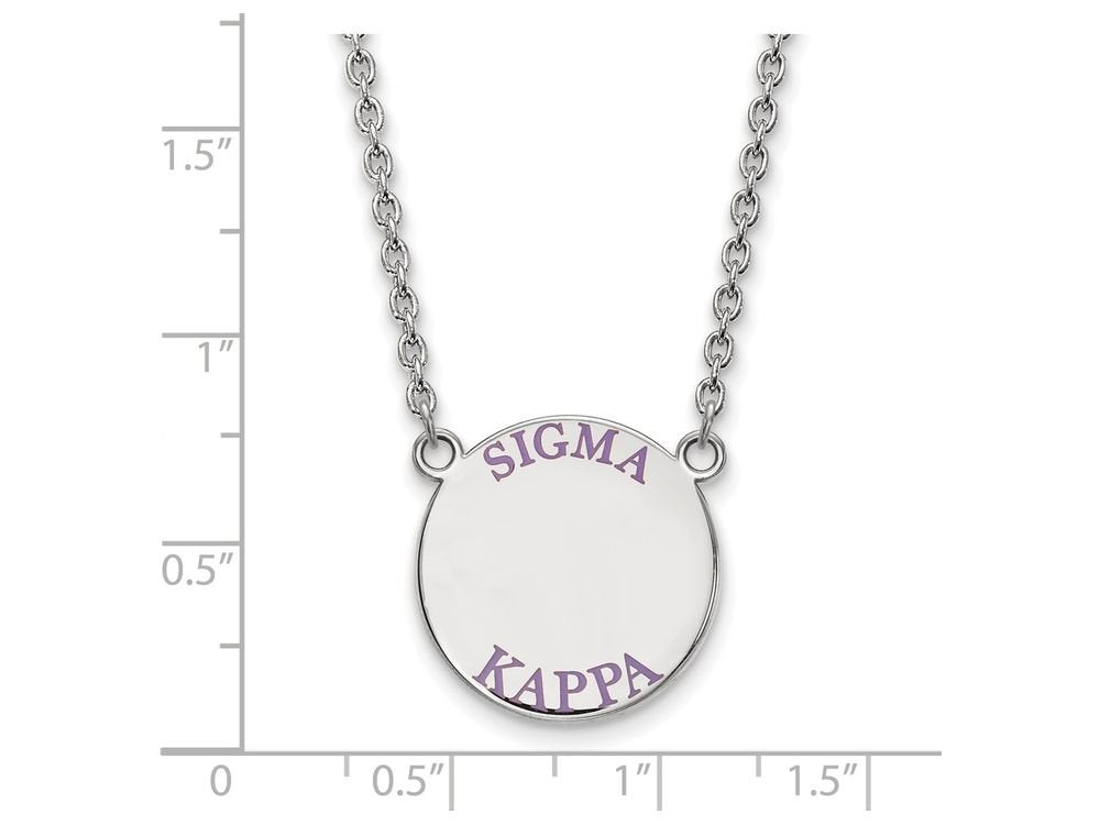 Sterling Silver 18in Official Licensed Greek Sororities Sigma Kappa (??) Small Enamel Pendant w/Necklace