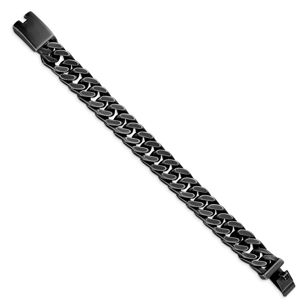 Stainless Steel Antiqued and Brushed 15mm Curb 8.5in Link Bracelet 8.5 inches
