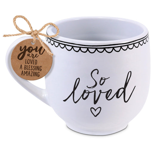 Lighthouse Christian Products So Loved Artisan Doodles White 18 Ounce Ceramic Mug