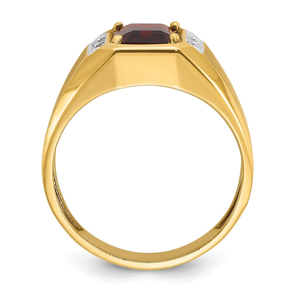 14k IBGoodman Men's Polished and Satin Gemstone and Diamond Ring Mounting