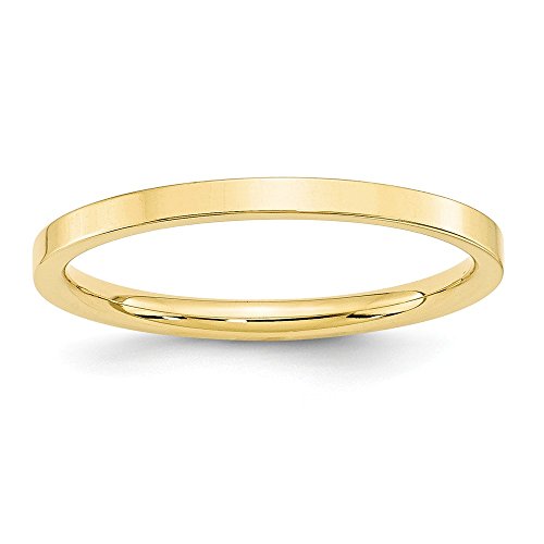 Primal Gold 10 Karat Yellow Gold 2mm Standard Flat Comfort Fit Band Size 5