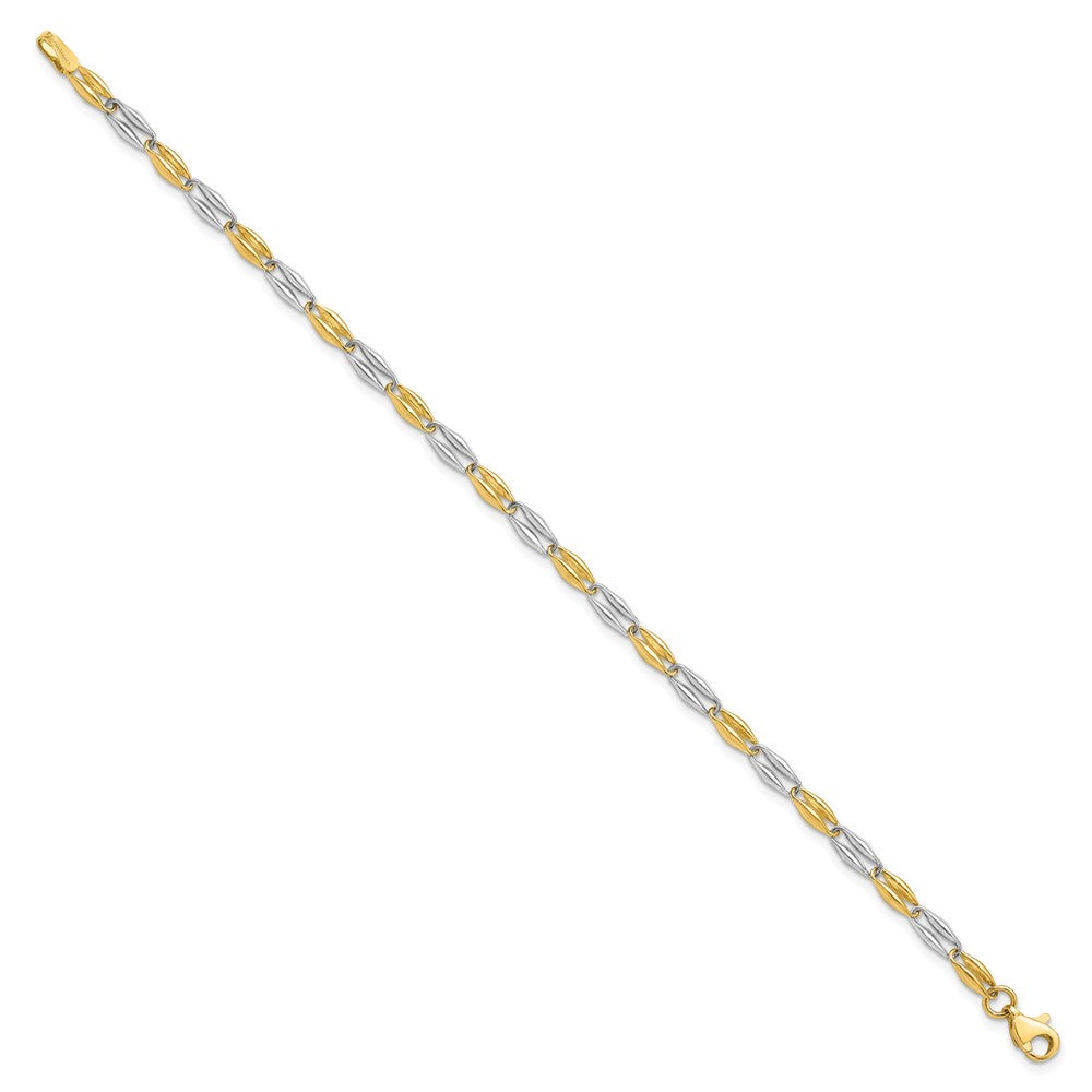 14K Two-tone Polished Fancy Link Bracelet 7.5  inches