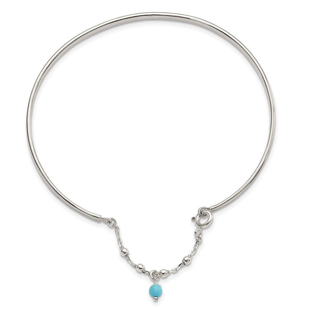Sterling Silver Turquoise Bead Bangle Anklet 9 inches