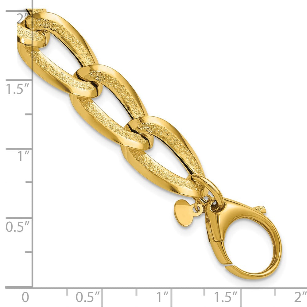 14K Polished and Laser-cut Fancy Oval Link Bracelet 7.75  inches