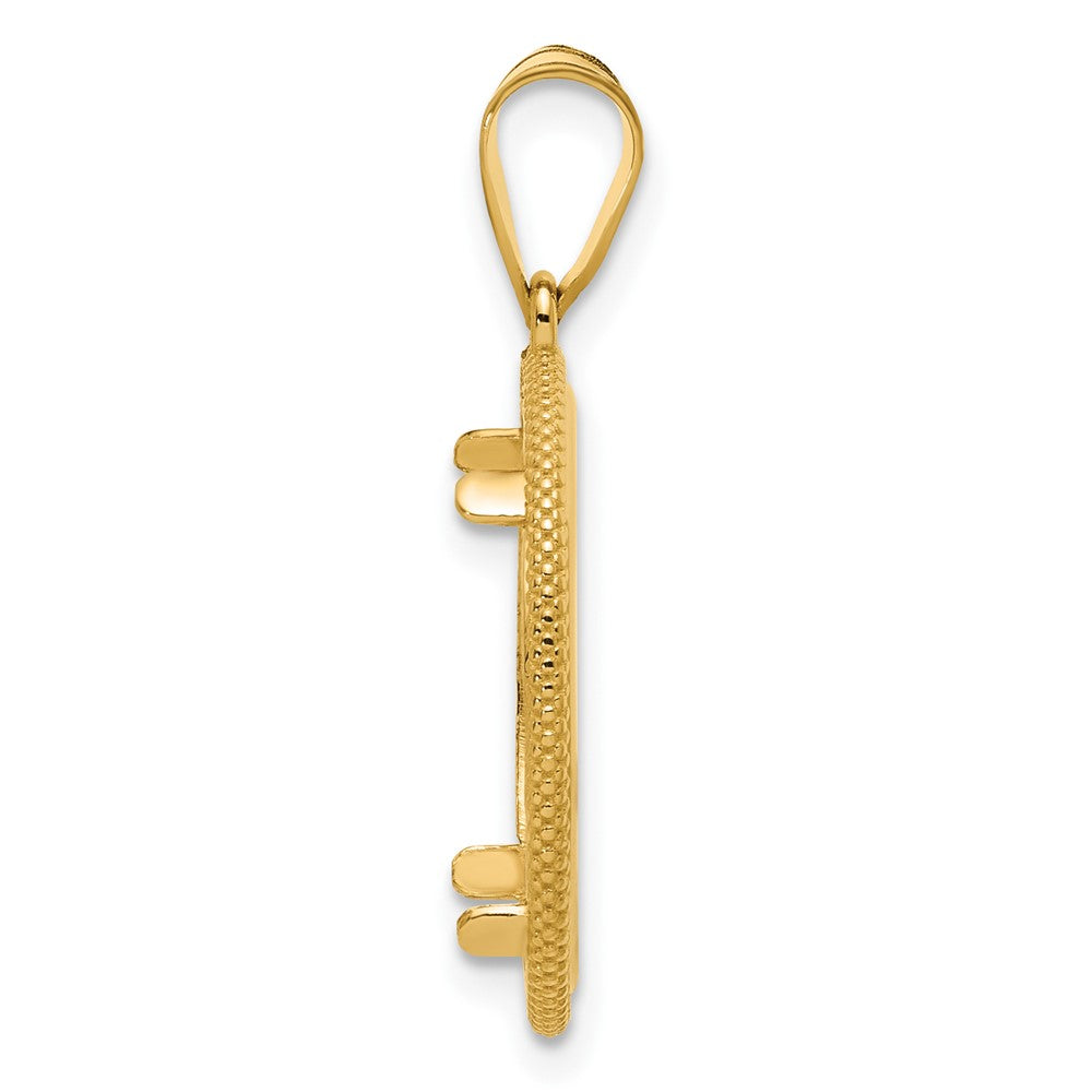 14k Polished Popcorn with 16.5mm Prong Coin Bezel Pendant