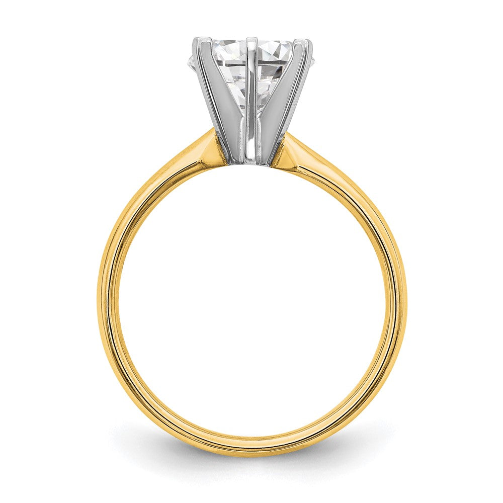 14k Two-Tone 1/2 carat Lightweight Comfort-Fit 6-Prong Round Solitaire Ring Mounting