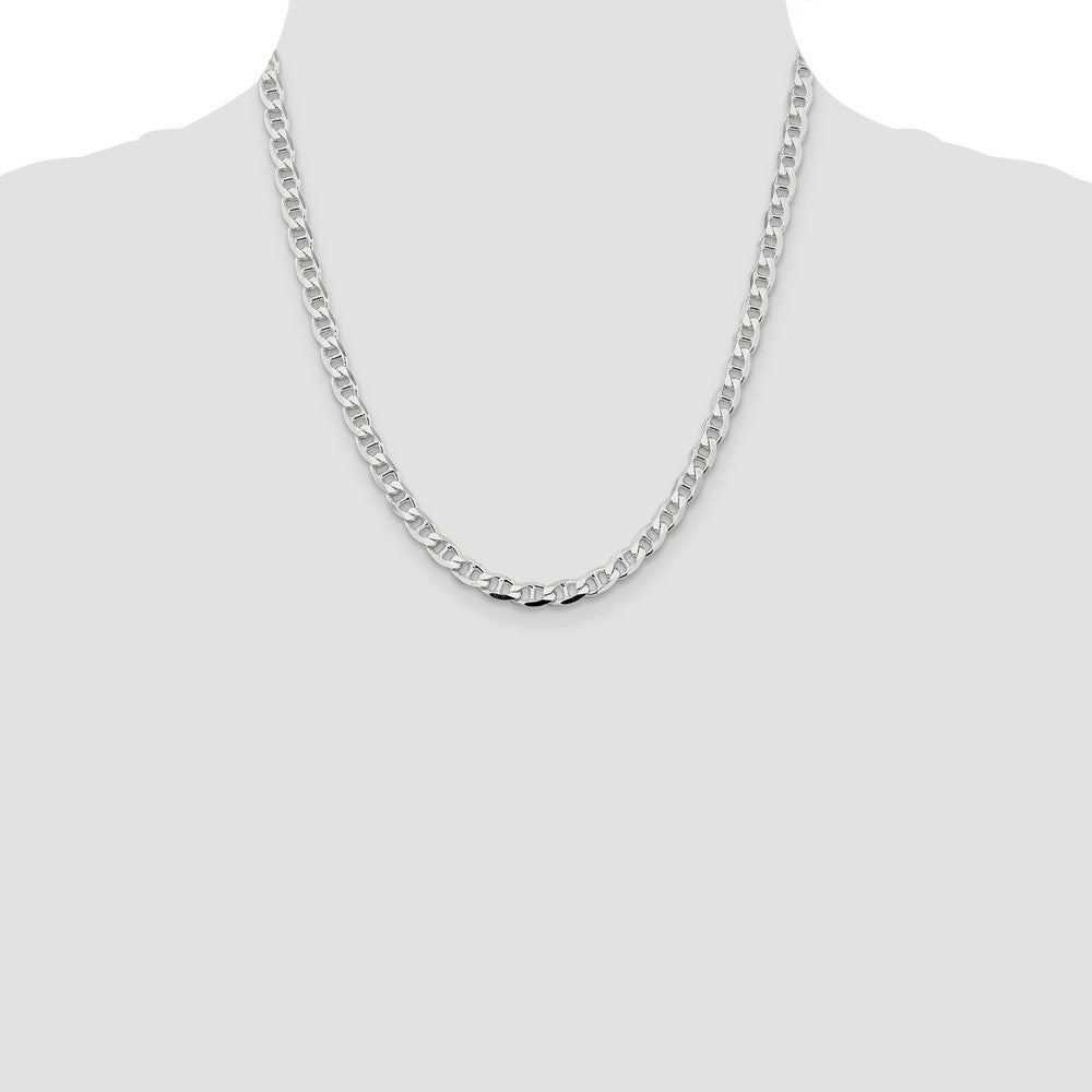 Sterling Silver 5.7mm D/C Flat Anchor Curb Chain 20 Inches