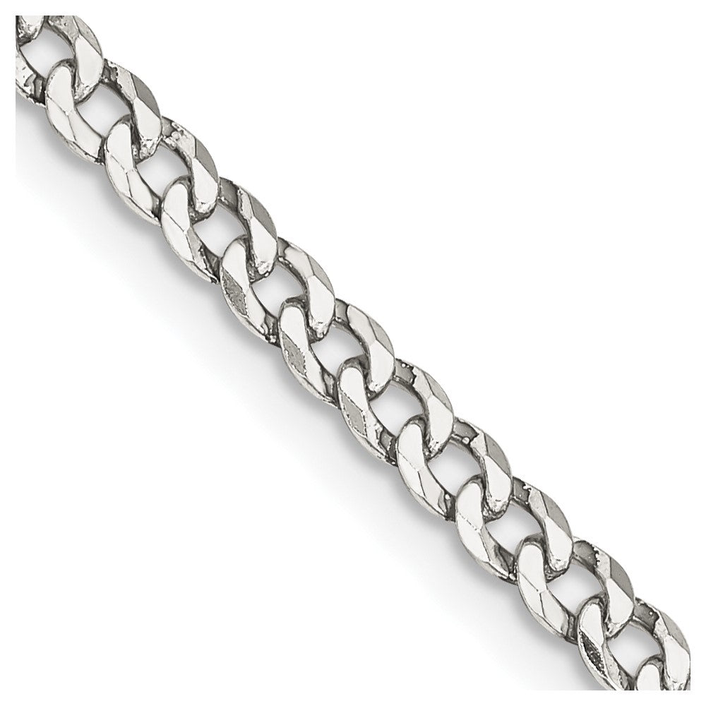 Sterling Silver 3.2mm Beveled Curb Chain 24 Inches