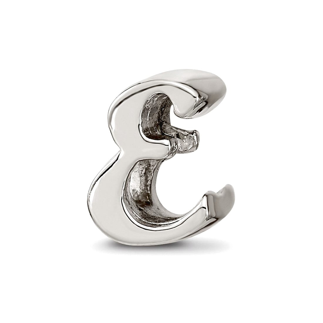 925 Sterling Silver Polished Reflections Letter Name Personalized Monogram Initial E Script Bead Charm 10.91x8.18mm Wide