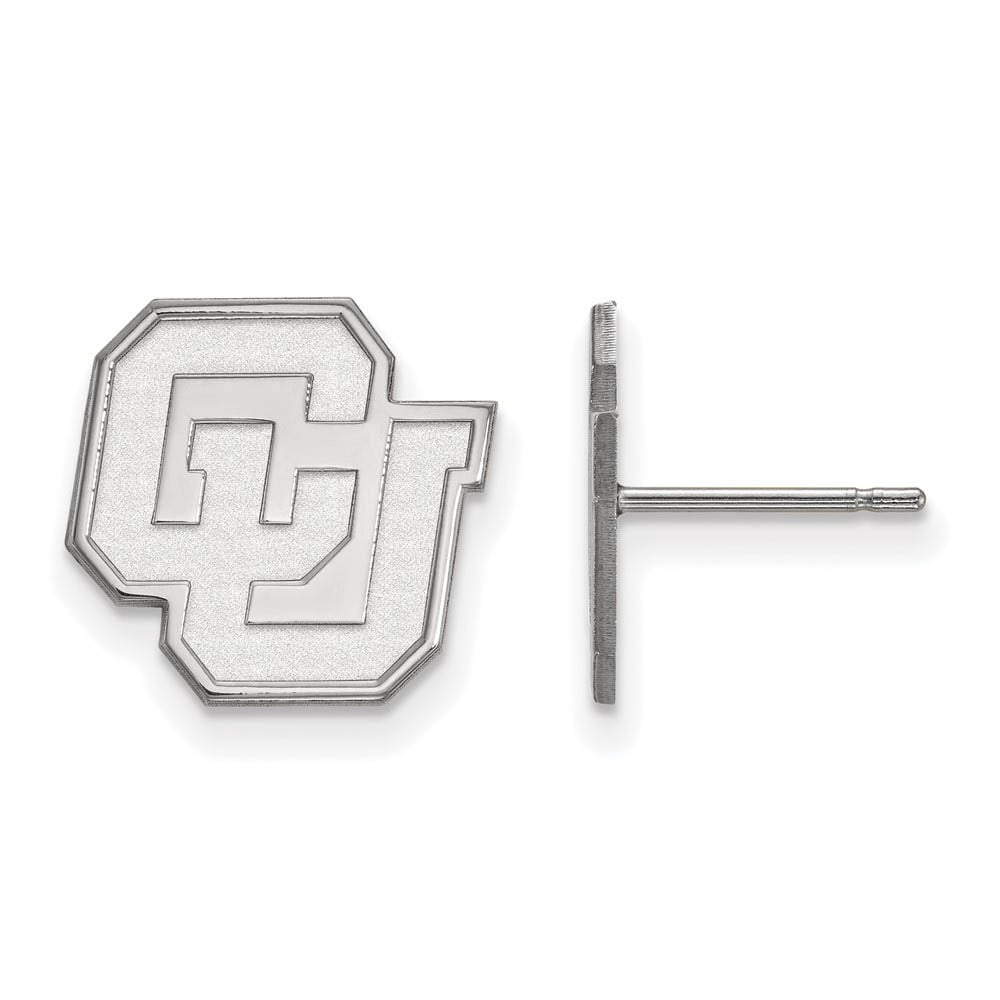 Sterling Silver Rhodium-plated LogoArt University of Colorado C-U Small Post Earrings Q-SS031UCO